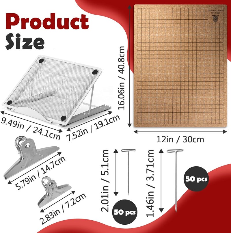 FixlyFido 12×16 Inch Macrame Board and Pins Kit, Double Sided Grids Handmade Braiding Macrame Board with Instructions - Perfect Macrame Tools and Supplies for Bracelet Creating, Knotting Creations - Image 3